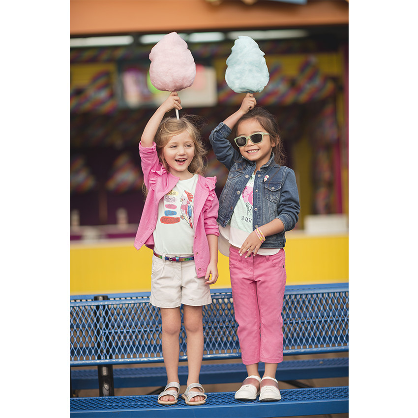 Short en twill avec volants sur les poches 