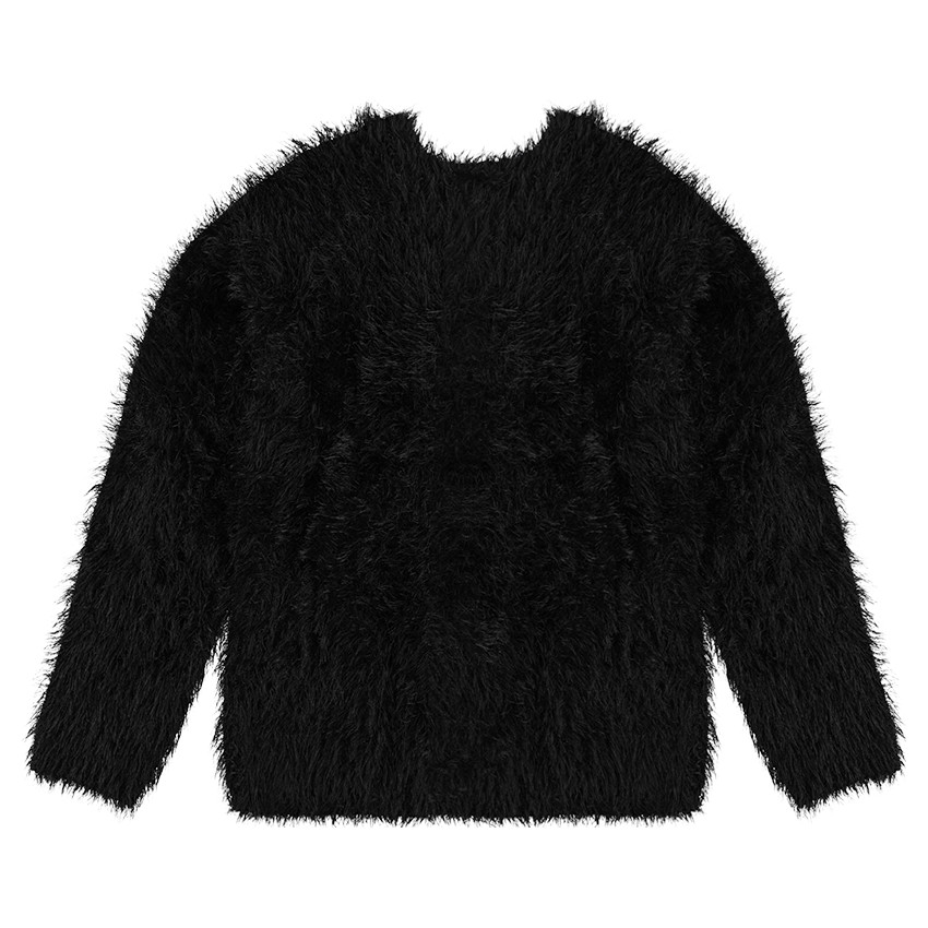 Junior - Pull en tricot poil avec texte en jacquard 