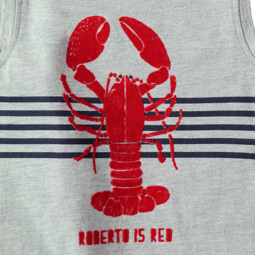 Débardeur en coton avec motif fantaisie sur fond rayé 