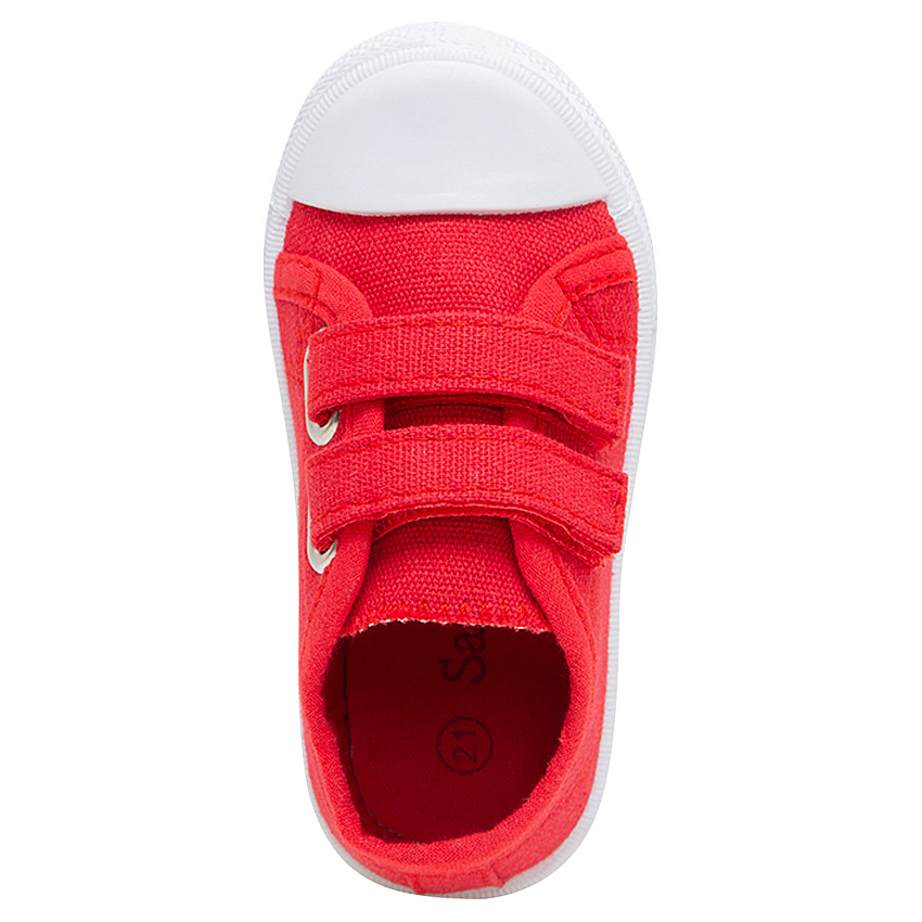 Baskets basses en toile unie rouges à scratchs du 24 au 27 