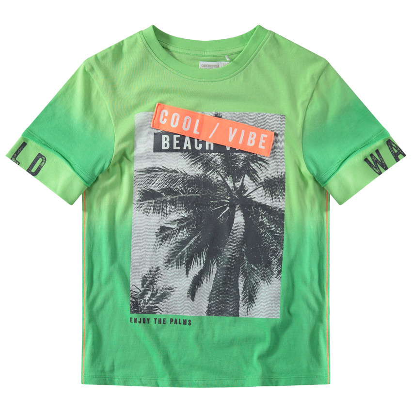 Junior - Tee-shirt manches courtes en jersey tie and dye avec palmiers printés 