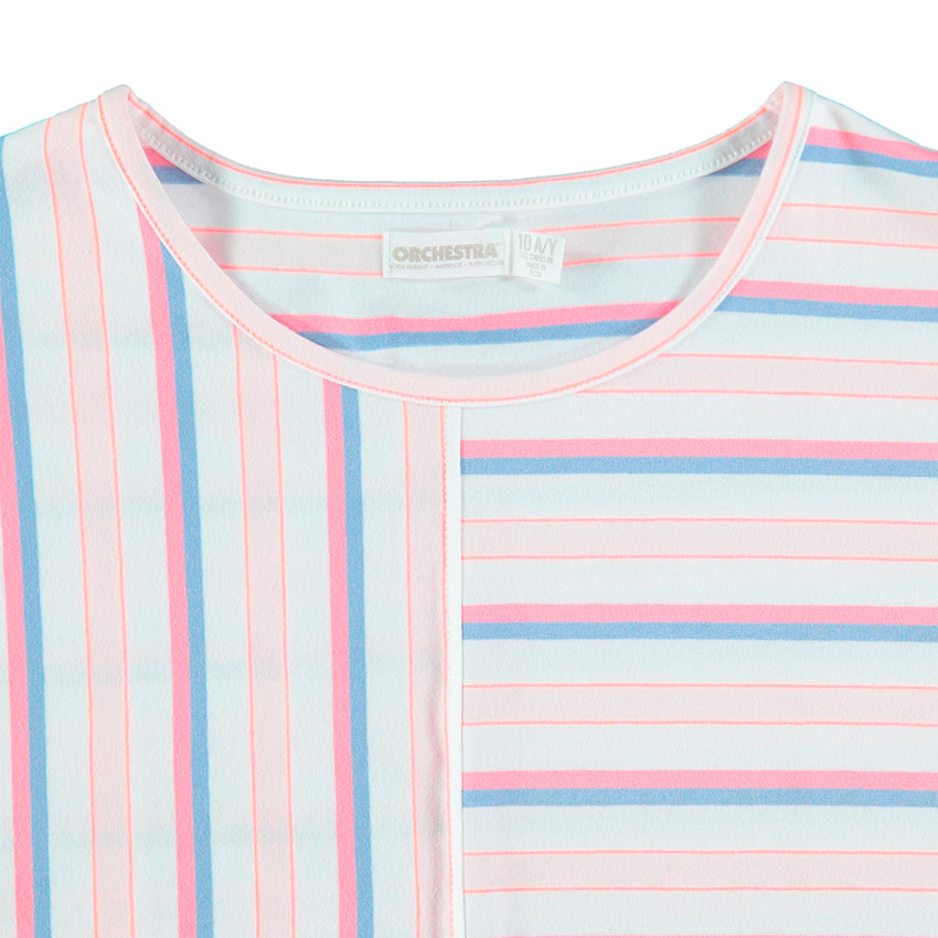 Junior - Tee-shirt manches courtes à rayures contrastées 