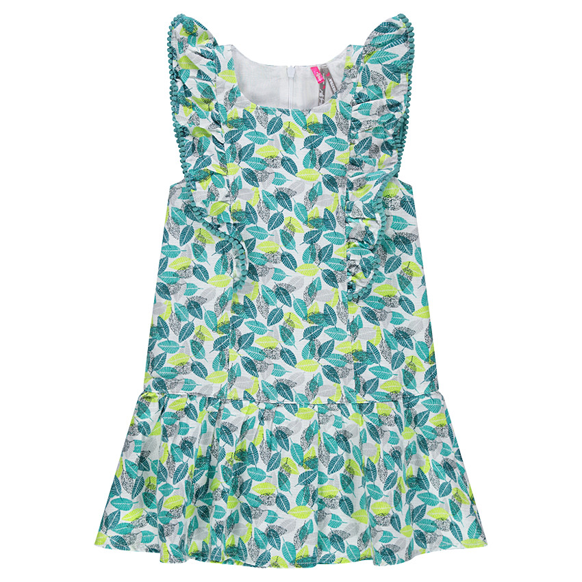 Robe imprimée feuilles all-over avec manches volantées 