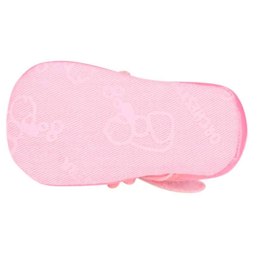 Babies vernies coloris rose fluo avec fleurs et rivets  