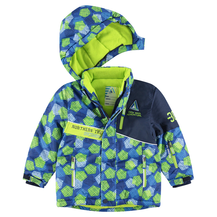 Blouson de ski bicolore avec poches zippées et bandes printées 