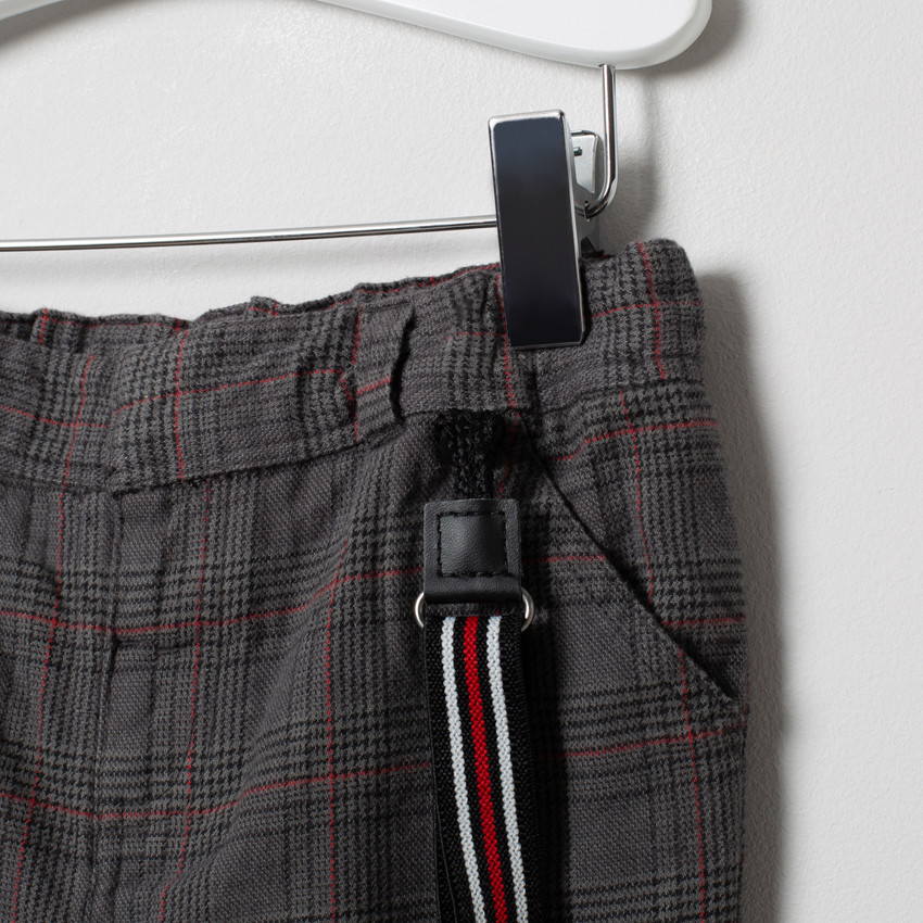 Ensemble avec chemise à cravate amovile et pantalon en Prince de Galles 