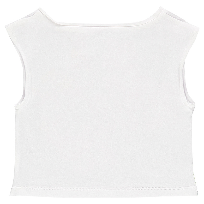 Top effet satiné print tropical  