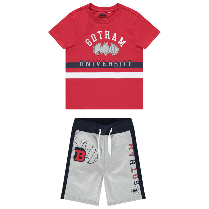 Ensemble avec t-shirt à  logo Batman et bermuda brodé 