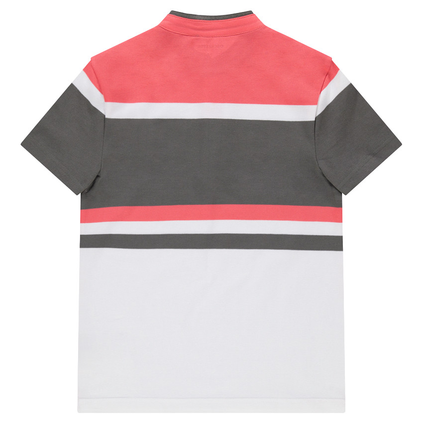 Junior - Polo manches courtes avec col mao et larges bandes contrastées 