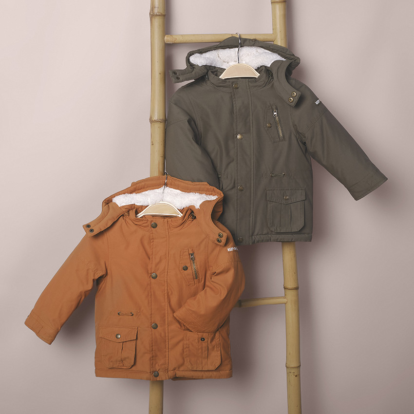 Parka en toile doublée sherpa à capuche amovible 