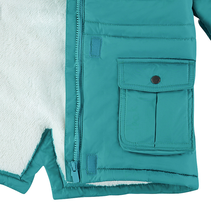 Parka doublée sherpa avec capuche amovible et broderies 