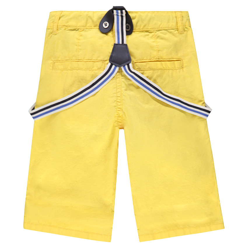 Bermuda jaune avec bretelles rayées amovibles  