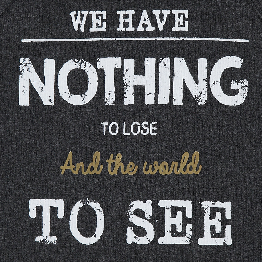 Junior - Débardeur côtelé avec message printé et dos fantaisie 