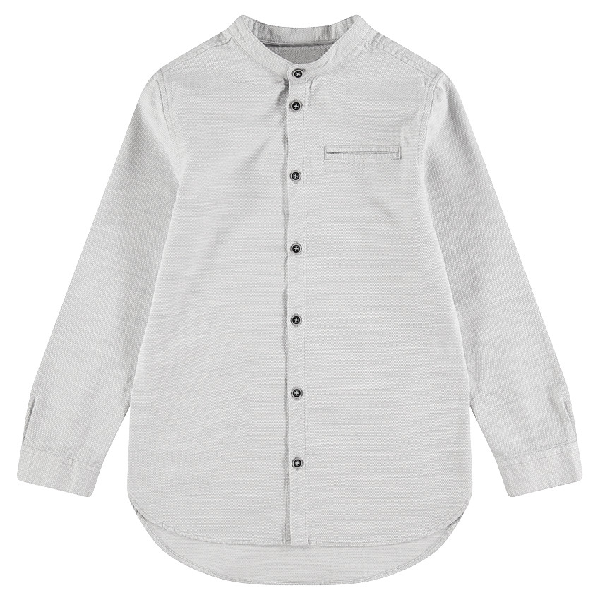 Chemise manches longues en coton chiné avec col mao 