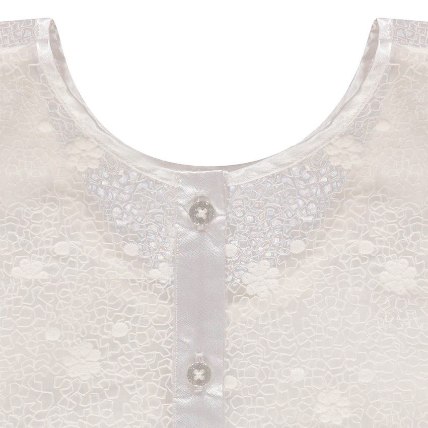 Robe effet 2 en 1 avec tulle et fleurs brodées 