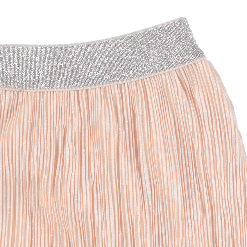 Junior - Jupe de cérémonie plissée avec ceinture élastiquée argentée 