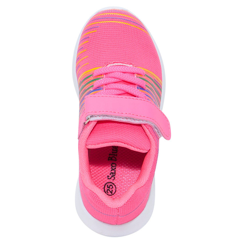 Baskets basses roses à lacets élastiques et scratch 