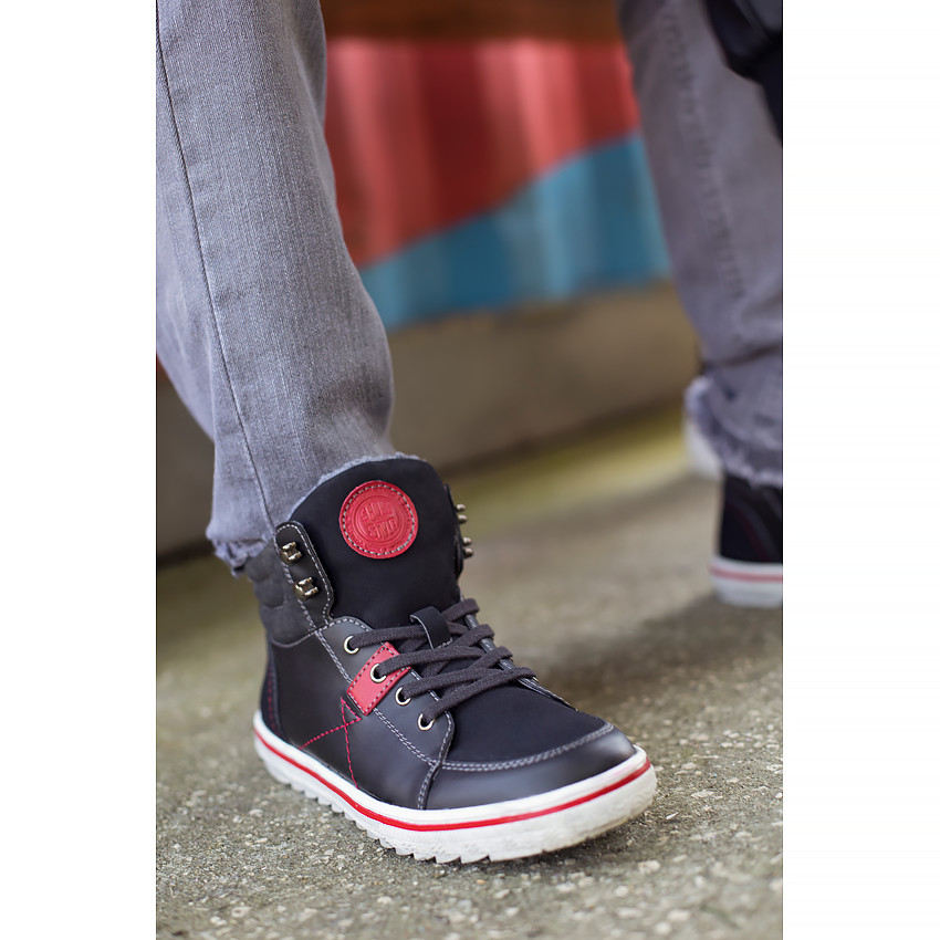 Baskets montantes garçon à lacets et zip  