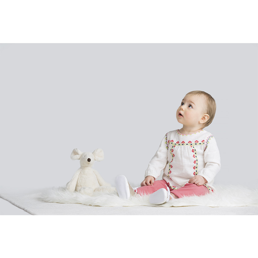 Tunique en coton avec broderies florales 