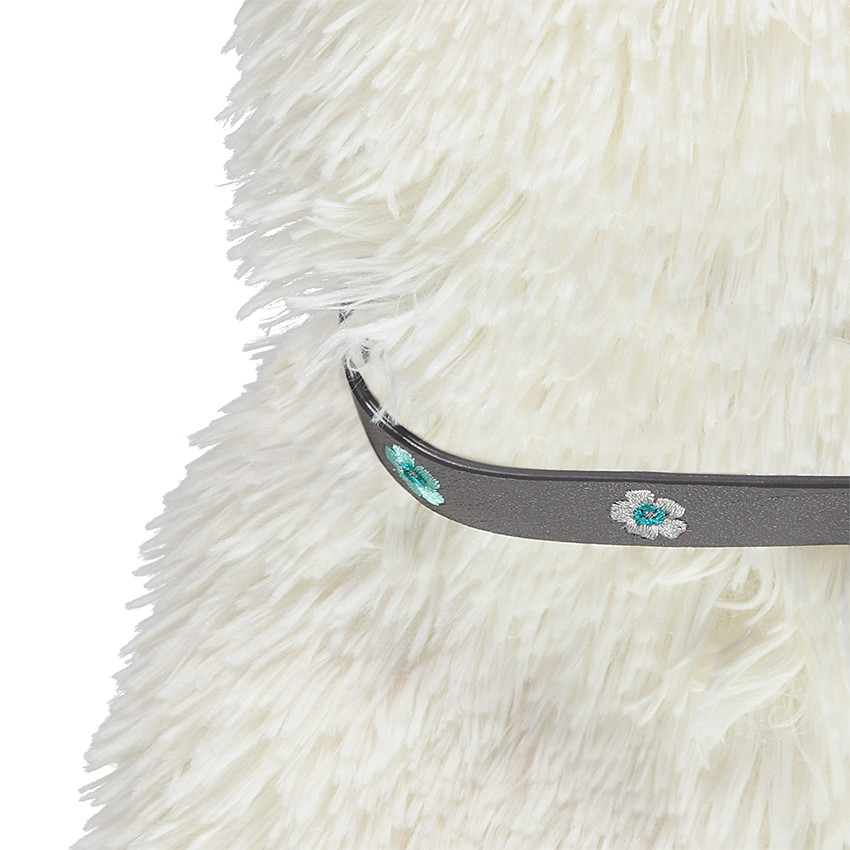 Gilet sans manches en fausse fourure avec ceinture amovible et broderies 