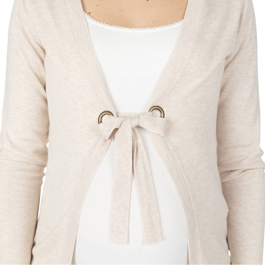 Gilet de grossesse en tricot chiné avec liens à nouer 