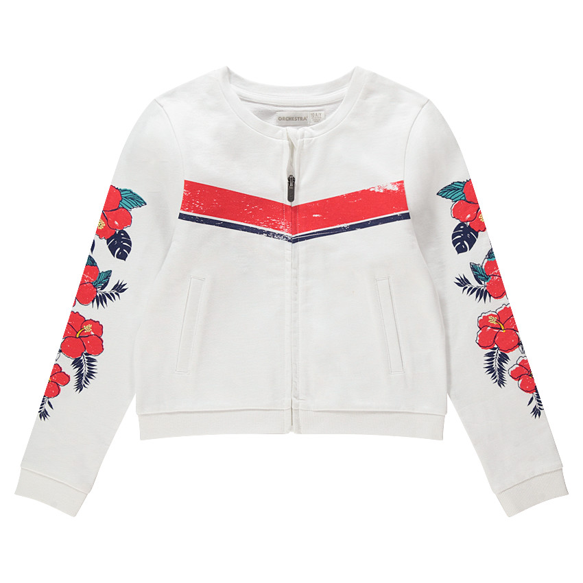 Junior - Gilet en molleton zippé à fleurs printées 