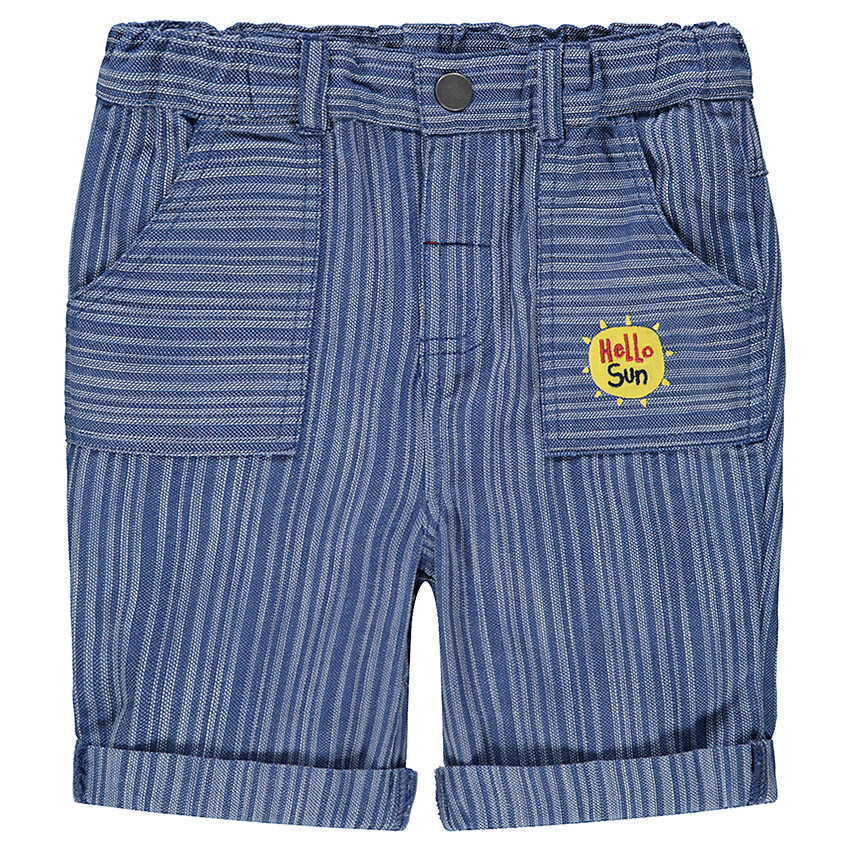Bermuda à fines rayures en jacquard avec soleil printé 