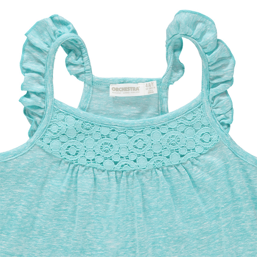 Débardeur en coton chiné avec bretelles volantées 