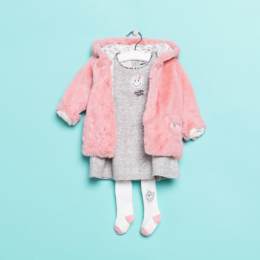 Robe manches longues en maille fantaisie avec Smiley printé 