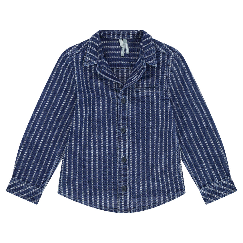 Chemise manches longues en coton fantaisie effet jeans 