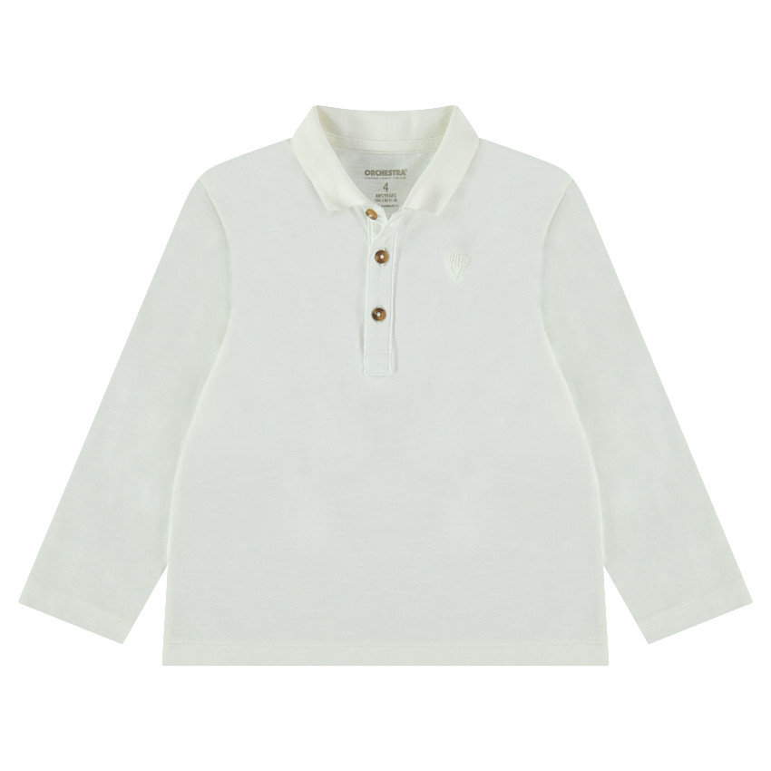 Polo manches longues en jersey slub avec logo printé 