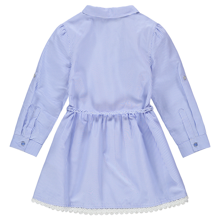 Robe chemise à fines rayures avec ceinture tressée 