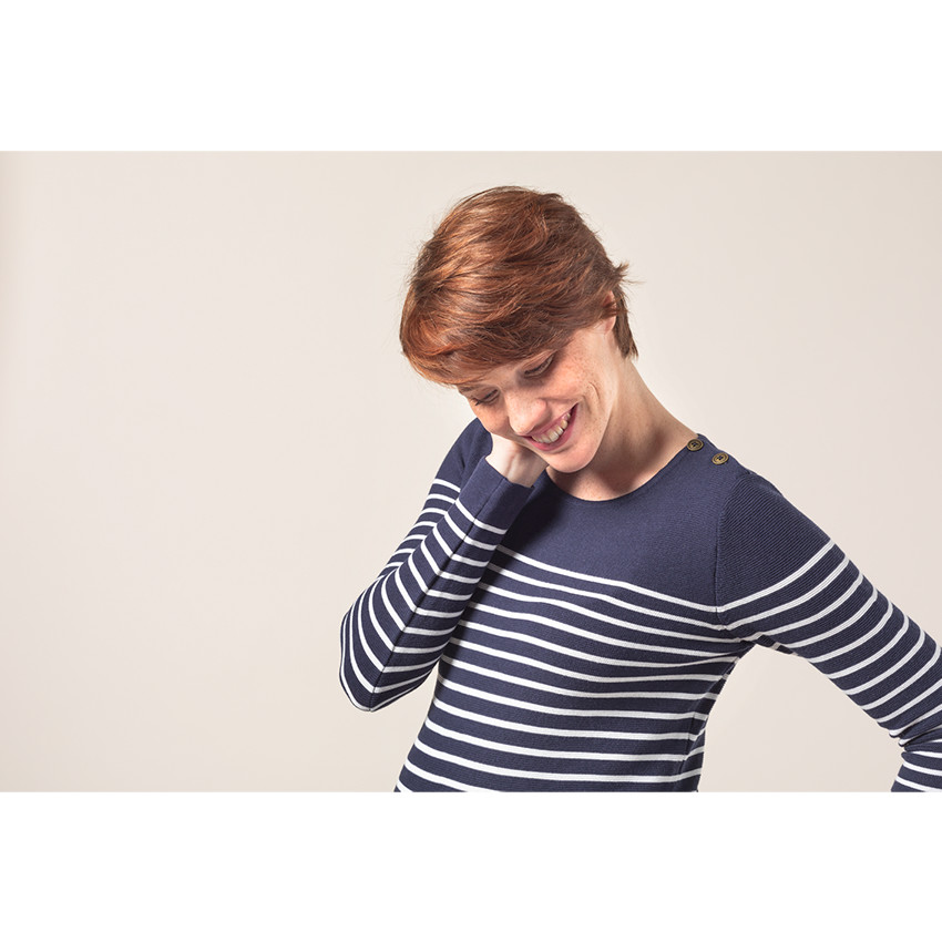 Pull marinière de grossesse en tricot 