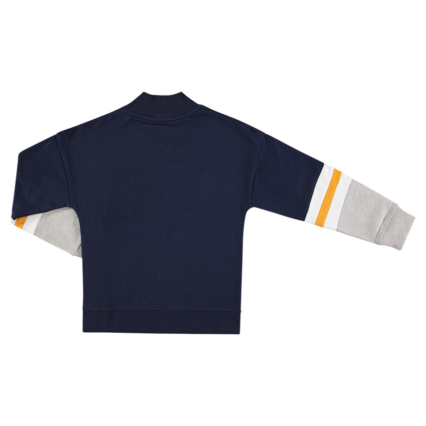 Junior - Sweat en molleton col montant avec bandes contrastées et zip 