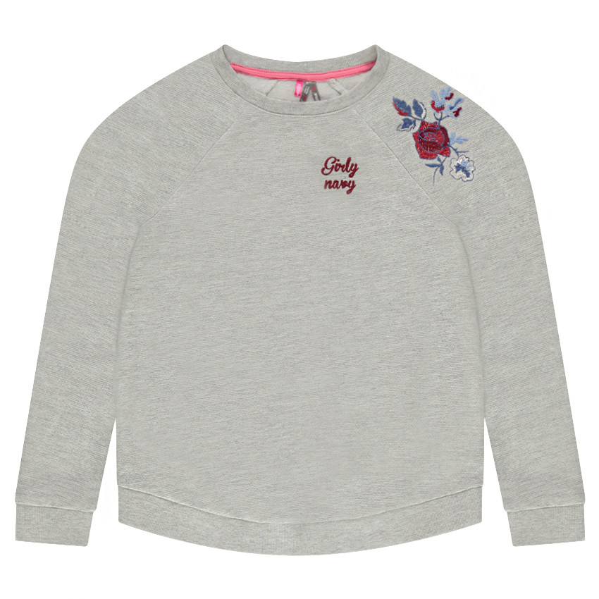 Junior - Sweat en molleton brillant léger avec fleurs brodées 