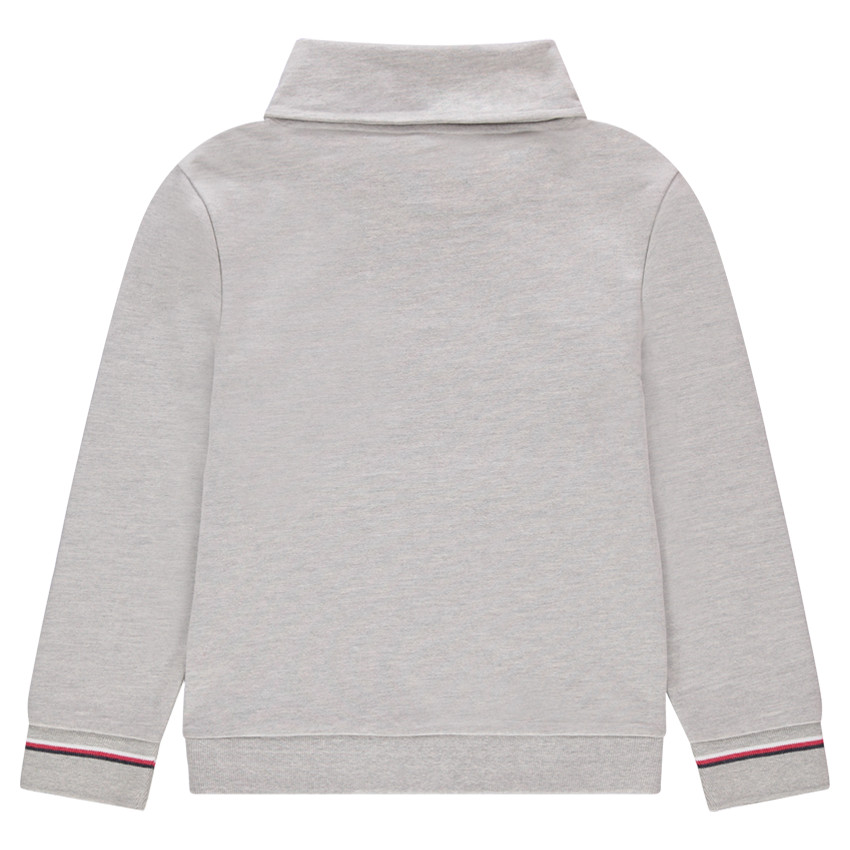 Junior - Sweat en molleton gris chiné avec bandes contrastées et message 
