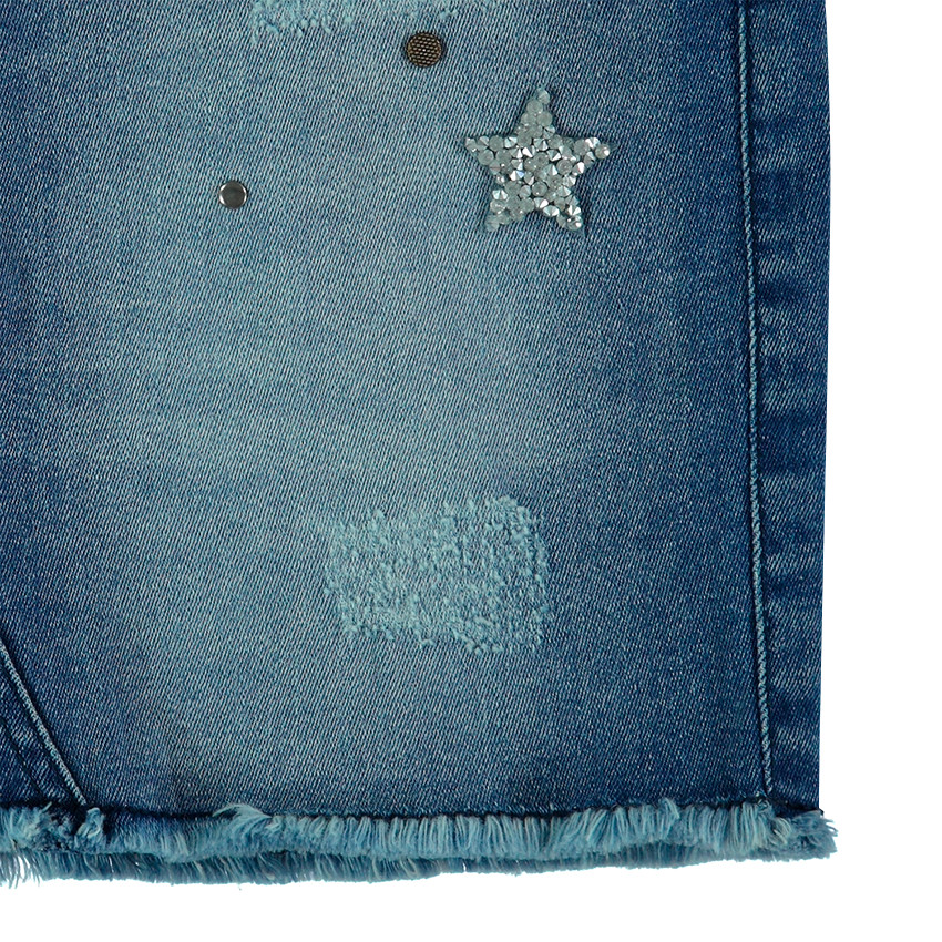 Junior - Jupe en jeans avec strass et clous fantaisie 