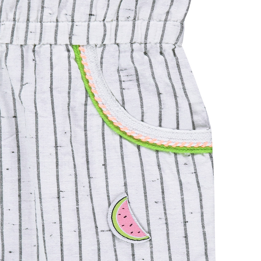 Combishort à rayures effet neps avec col volanté 