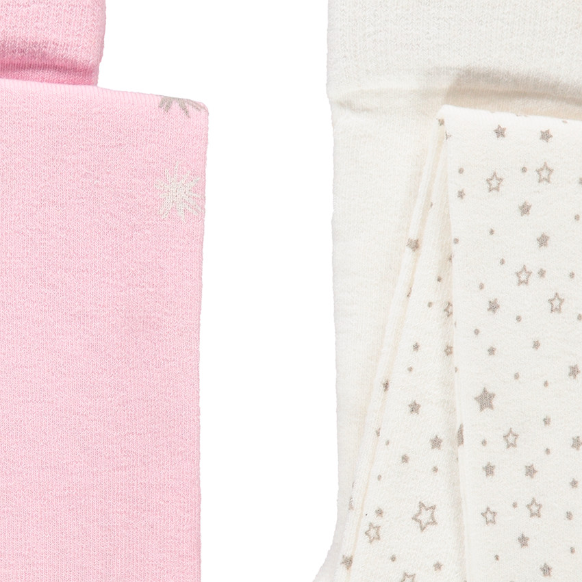 Lot de 2 collants épais unis / imprimés étoiles all-over 