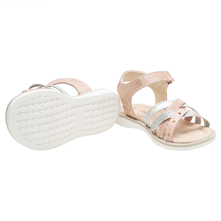 Nu-pieds à brides texturées iridescentes et pailletées du 24 au 29 