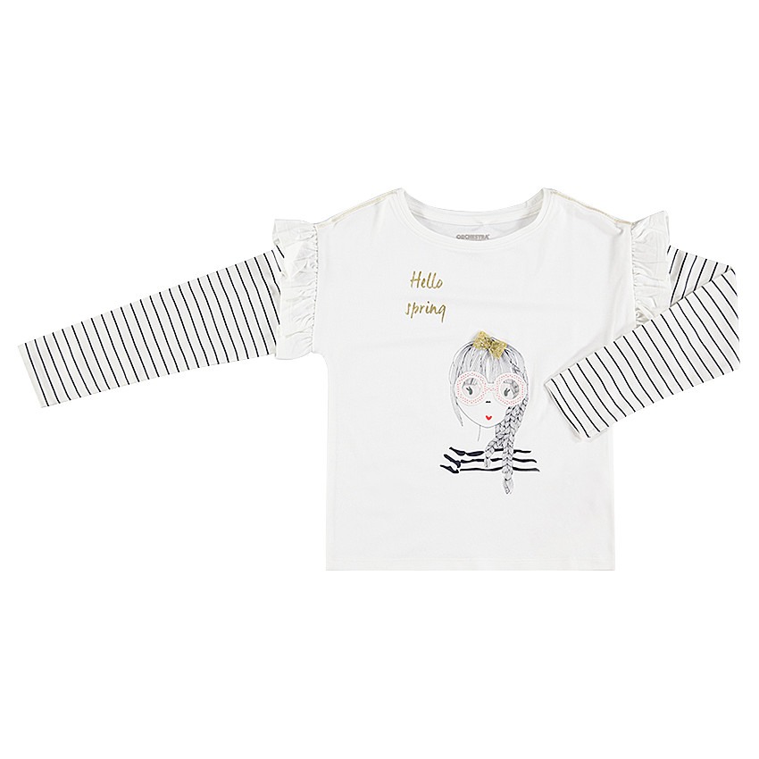 Tee-shirt manches longues forme "boxy" avec print fantaisie 