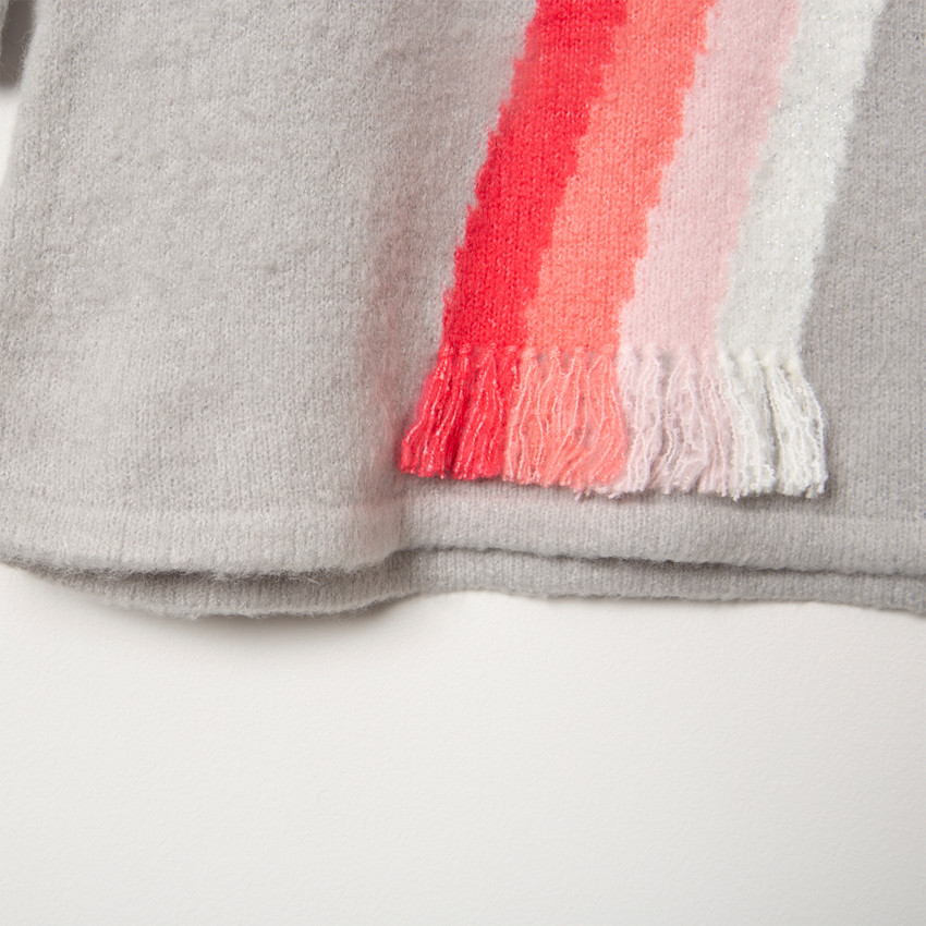 Robe manches longues en tricot avec arc-en-ciel jacquard 