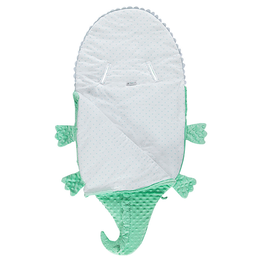 Nid d'ange forme crocodile en sherpa doublé jersey 