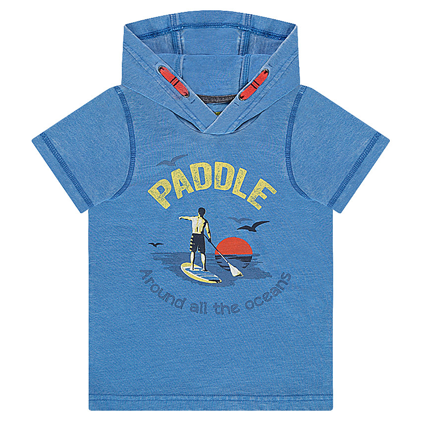 Tee-shirt manches courtes à capuche avec print "paddle" sur le devant 