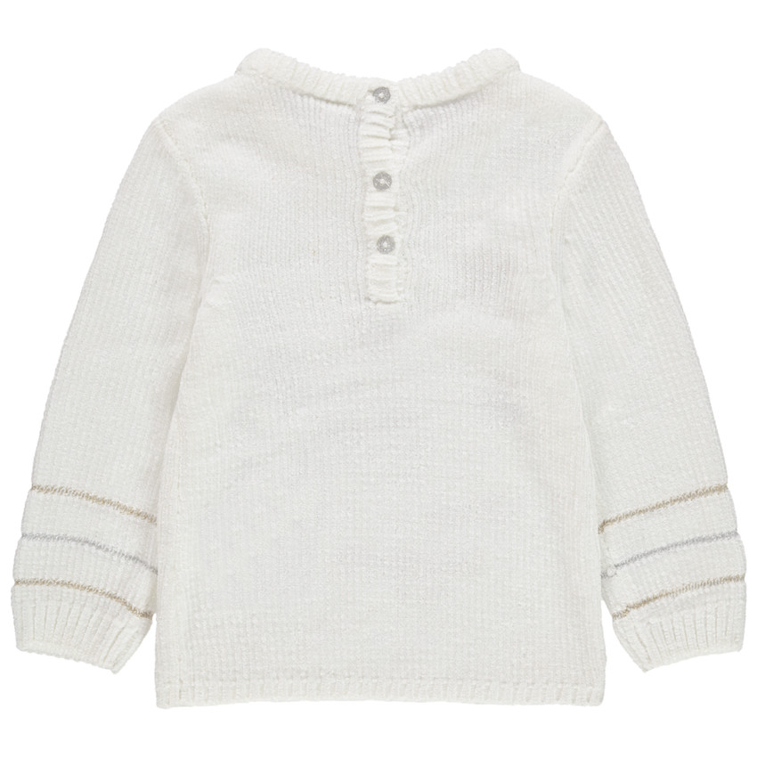 Pull chenille à broderies esprit Noël dorées et argentées 