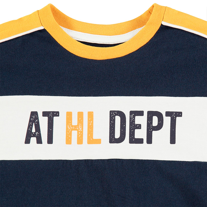 Tee-shirt manches longues forme boite avec bandes contrastées 