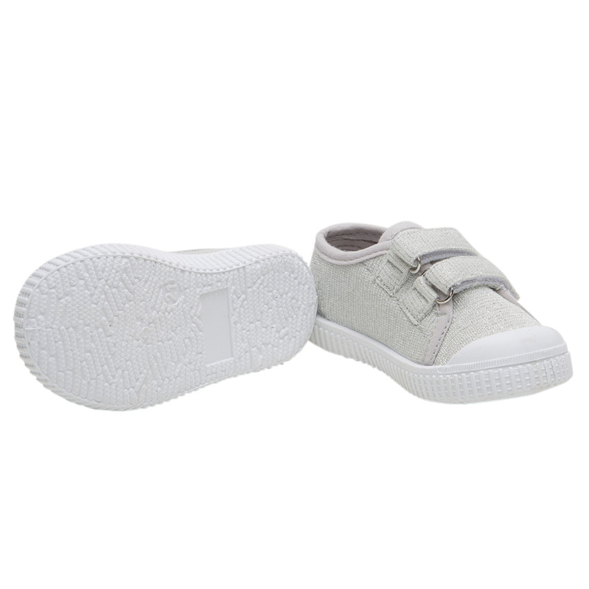 Baskets basses argentées en toile mélangées de fils brillants du 20 au 23 