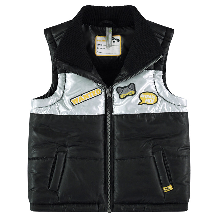 Doudoune sans manches bicolore doublée micropolaire avec badges 