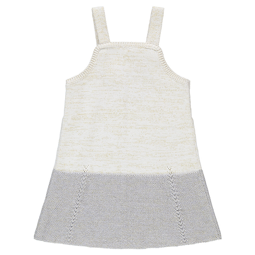 Robe salopette en tricot avec coeur rouge en jacquard 