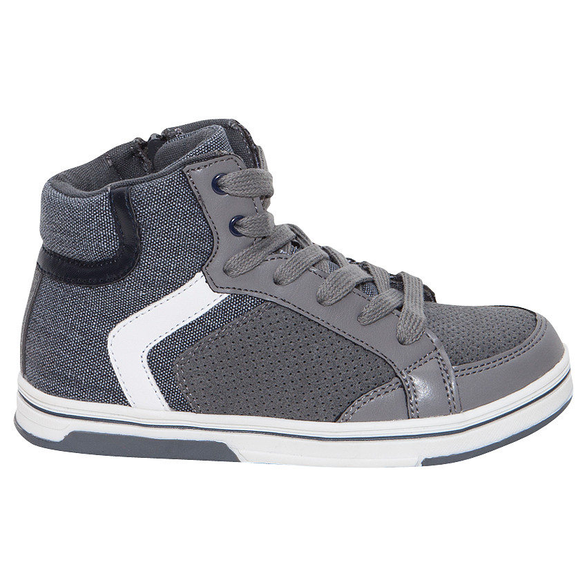 Baskets montantes bi-matière à lacets et zip 